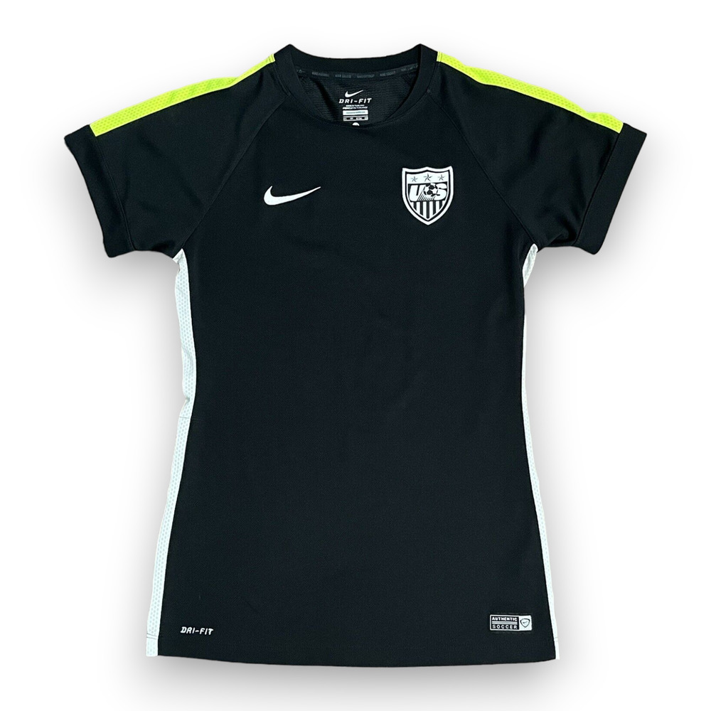Nike US Women's National Soccer Futbol Black Yellow White Jersey Dri Fit Size XS